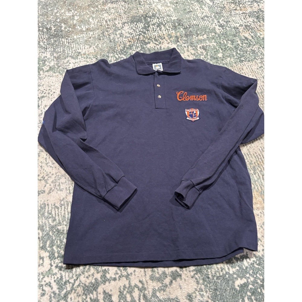90s Vintage Clemson Tigers Heavyweight Cotton Deluxe Polo Medium Embroidered USA
